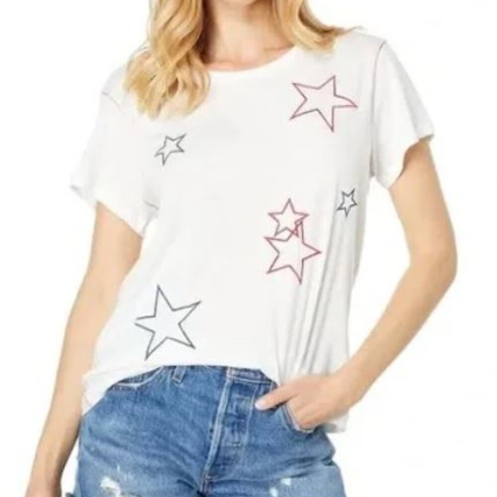 NWT WILD FOX Star Spangled NO9 Tee  Vanilla XS